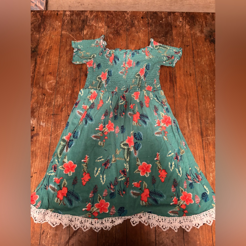Bobbie Brooks Green Floral Kids Dress